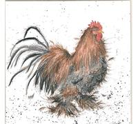 Wrendale Designs Impression sur toile carrée blanche Coq 20 cm King Of The Coop