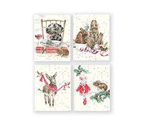 Wrendale Designs Lot de 16 mini cartes caritatives en forme de lièvre et ânesse 9 x 7 cm