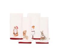 Wrendale Designs - Lot de 4 serviettes en tissu Motif animaux de Noël
