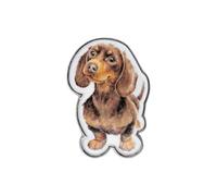 Wrendale Designs - Pin's en forme de petit chien saucisse, Alliage de zinc plaqué argent mat