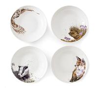 Wrendale Designs Royal Worcester Lot de 4 bols à pâtes en céramique Motif hérisson renard et hibou 22 cm