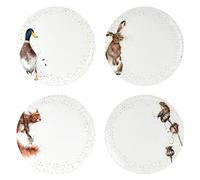 Wrendale Lot de 4 assiettes coupées Blanc 26,7 cm