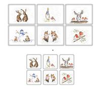 Wrendale Lot de 6 sets de table + 6 dessous de verre.