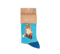 Wrendale Sockc002 Paire de chaussettes pour enfant Motif renard Turquoise Taille 27-31, Turquoise., 27-31