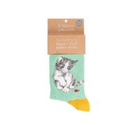 Wrendale Sockc010 Paire de chaussettes pour enfant Motif chat et coccinelle Vert Taille 27-31, vert, 27-31