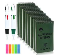 WRENYZK 8 StüCk Carnet de Poche ImperméAble (Avec éTiquette ImperméAble et Deux Stylos à Quatre Couleurs), Carnet de Notes Avec Petite Spirale SupéRieure Pour éCrire Sous La Pluie