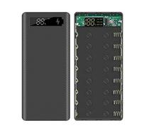 Wresetly 5V Dual USB 8X18650 Power Bank Case avec chargeur d'écran numérique Support 18650 Noir