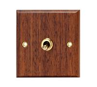 Wresetly 86 Type Interrupteur de Panneau en Bois Applique Murale RéTro Interrupteur à Bascule en Laiton Interrupteur éLectrique à Grain de Bois Prise 1- Interrupteur