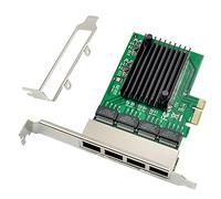 Wresetly Adaptateur serveur Ethernet RJ-45 4 ports Gigabit Carte réseau PCI-E X1 Interface