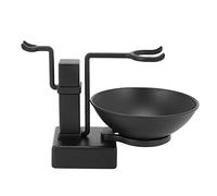 Wresetly BainO Barber Men Metal Shaving Rack Stand Set - Support pour pinceau à raser étagère + bol de savon noir