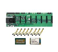 Wresetly Carte mère HSW1 8 cartes ETH/BTC pour minage + processeur 2955U + ventilateur + SSD 128 Go + câble d'alimentation 8 x 8 emplacements PCIE X16 67 mm DDR3 SODIMM RAM MSATA