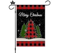 Wresetly Drapeau de jardin de Noël Drapeau de jardin d'hiver 12,5 x 18 Drapeau double face Rouge Noël