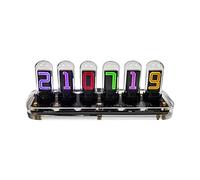 Wresetly Horloge tube lumineux Nixie Tube Clock Kit Calendrier numérique Chronomètre Affichage photo LCD 6 bits Décoration de bureau créative Cadeaux