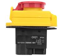 Wresetly Interrupteur D'ArrêT de DéMarrage 250V 16A IP54 Interrupteur de DéClenchement Sans Volt avec Bouton-Poussoir D'ArrêT D'Urgence Interrupteur Marche-ArrêT éLectromagnéTique