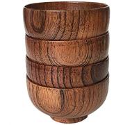 Wresetly Jujube Lot de 4 Petite Coupelle en bois de style japonais pour riz, soupe, trempage, décoration (taille M) 11,4 x 6,3 cm