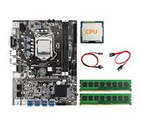 Wresetly Kit carte mère B75 USB BTC Mining + CPU + 2 x 4 Go DDR3 RAM + câble de commutation + câble 8XPCIE USB3.0 LGA1155 DDR3 Slot carte mère