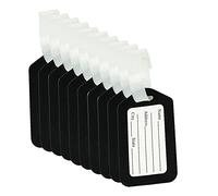 Wresetly Lot de 10 étiquettes pour bagages, sac de voyage, accessoires noirs, Blanc, Noir