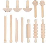 Wresetly Lot de 12 outils d'argile et de pâte, accessoires avec rouleaux, marteau, paquet de fête, outils en céramique, tampons pour l'art de l'argile