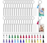 Wresetly Lot de 120 porte-clés vierges de sublimation avec ébauches rectangulaires par sublimation, pour bricolage de porte-clés