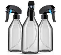 Wresetly Lot de 3 flacons de pulvérisation en plastique pour solutions de nettoyage, récipients vides réutilisables de 10 onces avec pulvérisateur noir
