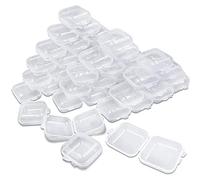 Wresetly Lot de 50 petites boîtes de rangement transparentes en plastique - Mini valises vides mélangées avec couvercle pour petits objets et autres projets de bricolage