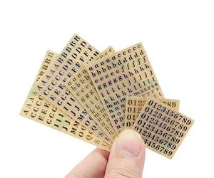 Wresetly Lot de 6 petits autocollants numérotés de l'alphabet de 0,12 - Alliage pailleté - Doré/argenté (3 mm)