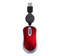Wresetly Mini-Souris Filaire USB Câble RéTractable Petite Souris Minuscule 1600 DPI Souris de Voyage Compactes Optiques pour Windows 98 2000 XP Vista Ve (Rouge)