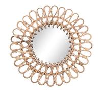 Wresetly Miroir en osier nordique de 40 cm à fixer au mur, miroir de coiffeuse rond en rotin, décoration pour salle de bain, salon, miroir suspendu mural
