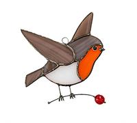 Wresetly Oiseaux suspendus sur fil acrylique haute couleur Suncatcher Fenêtre Panneau Décoration d'intérieur - Rouge-gorge shorticed