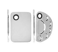 Wresetly Palette de MéLange de Maquillage Palette CosméTique en Acier Inoxydable Palette Professionnelle D'Art D'Ongle avec Outil de Spatule