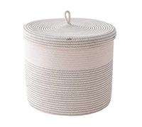 Wresetly Panier à linge tissé en coton avec couvercle pour enfants en peluche Organisateur de rangement pour vêtements sales Panier de rangement Divers tonneau