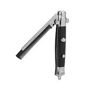 Wresetly Peigne à barbe pliable en acier inoxydable Outils de coiffure Combo Poche Peigne à main rond