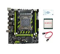 Wresetly X79G Carte mère de LGA2011 + processeur E5 2670 V2 + graisse thermique + câble SATA 4 x DDR3 fente RAM M.2 NVME PCIE X16 USB2.0 SATA3.0
