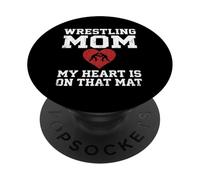 Wrestling Mom My Heart is on That Mat Vintage PopSockets PopGrip Adhésif