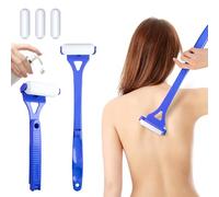 WREWING Applicateur de lotion pour le dos avec long manche, 4 rouleaux en mousse réutilisables et design pliable pour une application facile, bleu