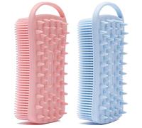 WREWING Brosse exfoliante en silicone à double usage pour le corps et le cuir chevelu - Brosse exfoliante douce pour peaux sensibles, mousse bien avec du savon/gel, facile à nettoyer (2 pièces, rose +
