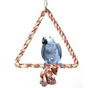 WREWING Ensemble balançoire et perchoir en corde triangulaire | Jouet pour cage à oiseaux à fixer au plafond pour perroquets, conures, perruches | Hamac en coton et accessoires d'escalade