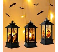 WREWING Ensemble de lanternes à bougie LED d'Halloween - Fantôme effrayant, sorcière et citrouille - Décoration d'Halloween intérieur/extérieur pour jardin, fêtes et atmosphère de maison hantée