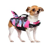 WREWING Gilet de sauvetage pour chien - Gilet de sécurité à haute flottabilité camouflage avec poignée de sauvetage et anneau pour laisse, gilet de sauvetage léger et réglable pour la natation, le
