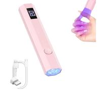 WREWING Mini lampe à ongles UV avec écran LCD, lampe à ongles rechargeable à séchage rapide, 2 réglages de minuterie pour vernis gel et colle à strass, portable pour la maison, la manucure, les