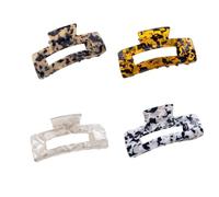 WREWNG Lot de 4 grandes pinces à cheveux en acétate avec mâchoire de papillon, barrettes sirène crabe et épingles à cheveux imprimé léopard pour femmes et filles, 10,5 cm
