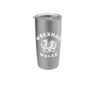 Wrexham Wales Welsh Dragon Flag Vintage Gobelet isotherme en acier inoxydable double paroi