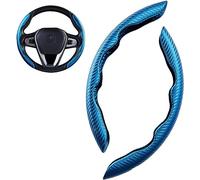 WRHOME Volant de Voiture Couverture pour BMW X5 X5M E53 E70 F15 G05 F95 25i 25d 30i 30d 40i 40d 45e M50i X5M,Fibre de Carbone Antidérapant Respirant Durable Protection Couvre,C-Blue