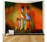 wrhua Femmes africaines et Enfants Noir Art Tapisserie Africaine Hippie Art Tenture Murale Décoration de la Maison Hippie Tenture Murale，Tapisserie Ethnique Indienne, Mandala,Chambre, salon79x59in