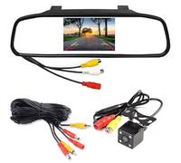 Wried Kit de caméra de recul TFT LCD 4,3" pour rétroviseur de voiture 4 LED étanche Vision nocturne Caméra de recul