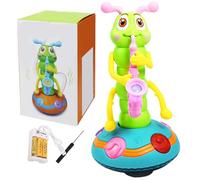 Wriggle Caterpillar, Jouet Chenille Saxophone Dansant électrique avec Musique et lumière LED, Jouet sensoriel éducatif Saxophone pour Les 0-3 Ans Jouets d'apprentissage, Chenille