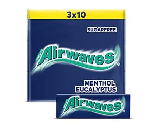 Wrigley Airwaves Menthol et Eucalyptus Multipack de sauna (dragees 3 x 10), L'Emballage Peut Varier