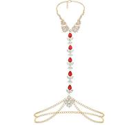 Wriidy Chaîne de corps en strass pour femme - Chaîne de poitrine réglable en cristal - Accessoires pour robe, M, Métal non précieux, Pas de gemme