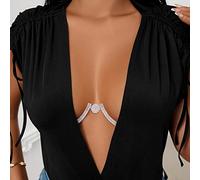 Wriidy Chaîne de poitrine en strass pour soutien-gorge, chaînes de bikini tendance, bijoux de fête pour femmes et filles (pièce d'argent)