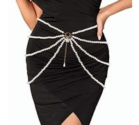 Wriidy Chaîne de taille réglable en perles blanches pour femmes et filles, M, Perle, Pas de gemme